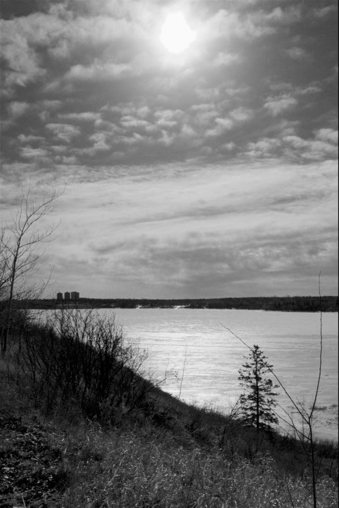 high cloud and frozen lake